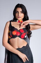 Traf**cked - Liquorice Black & Multicolour Embroidered Lehenga Set